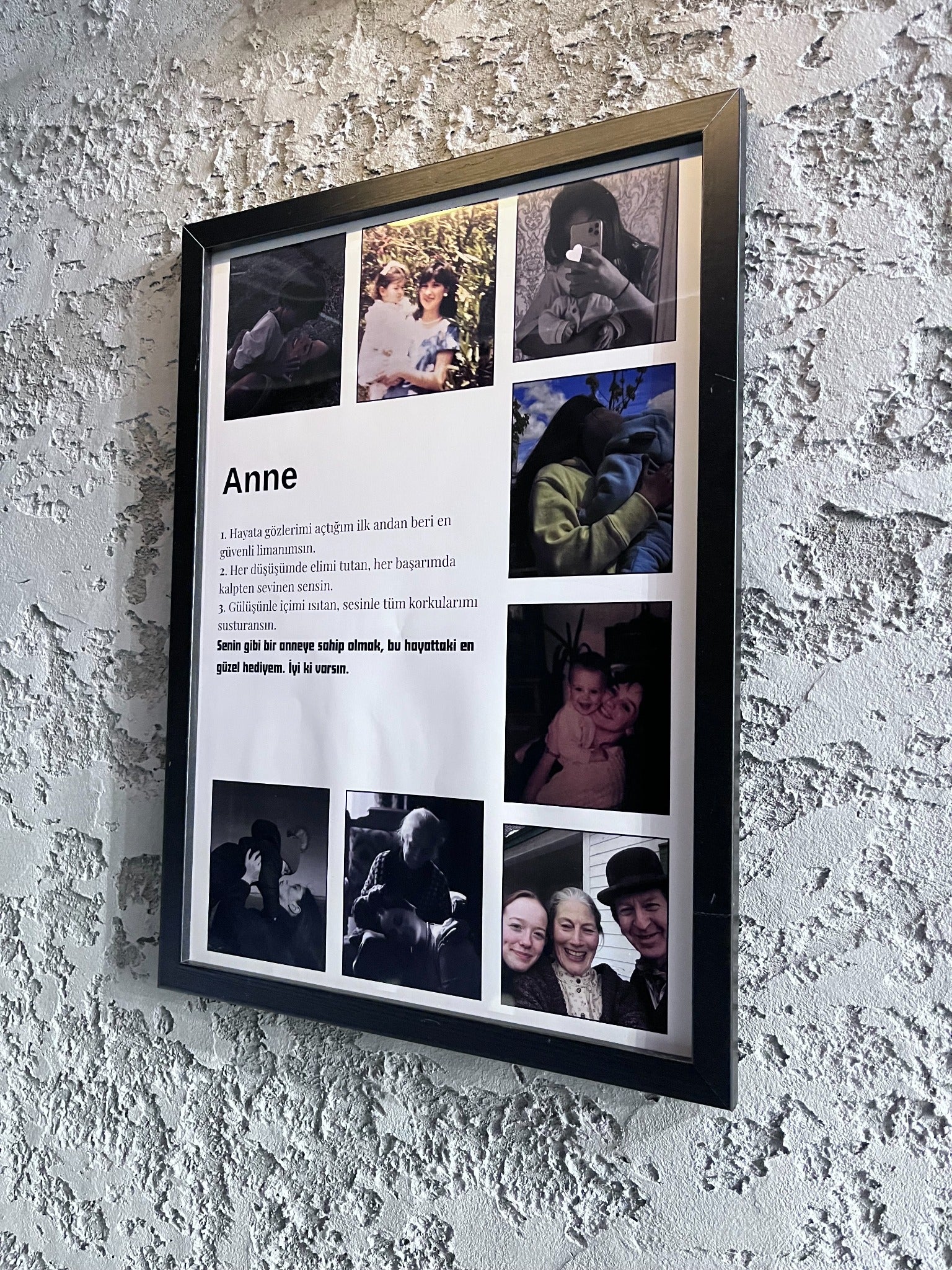 Anneye özel fotoğraflı anı kolaj tablosu