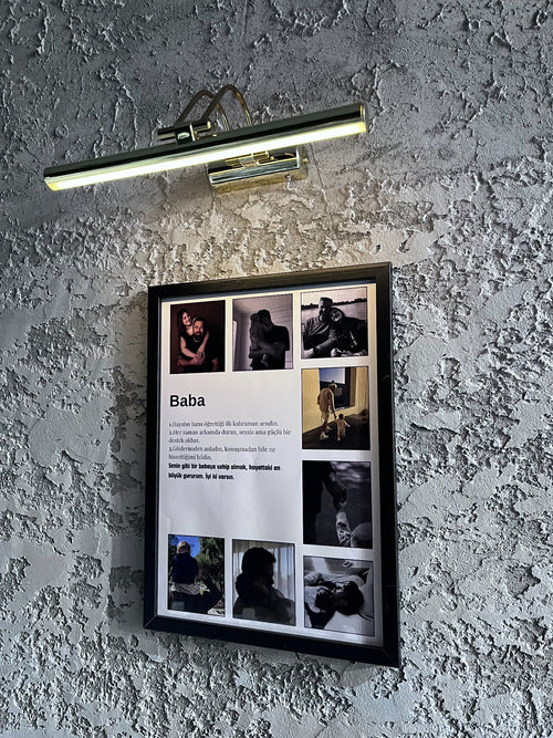 Babaya özel fotoğraflı anı kolaj tablosu siyah çerçeve