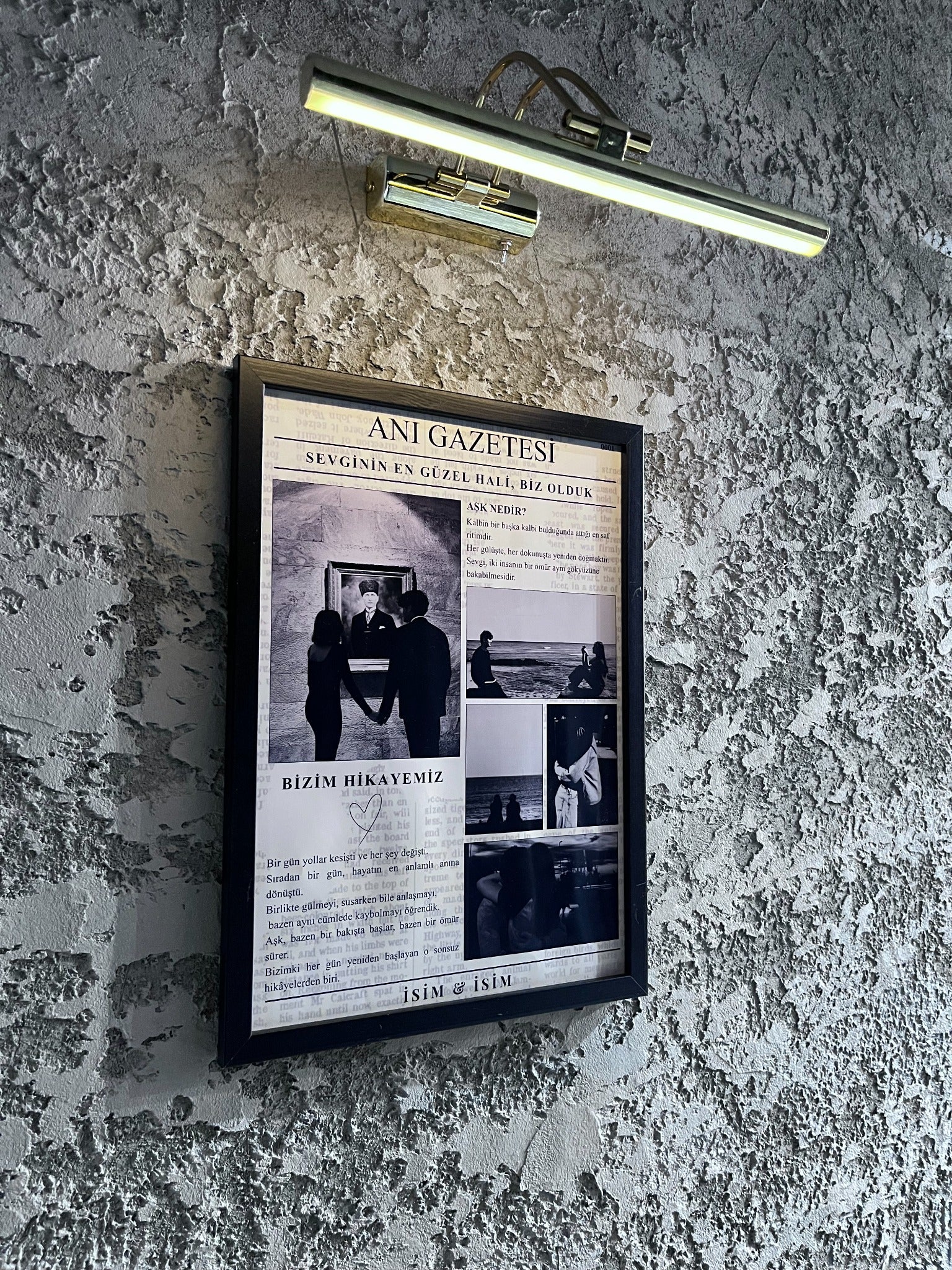 Sevgiliye özel kişiselleştirilebilir anı gazetesi tablo detay görünümü