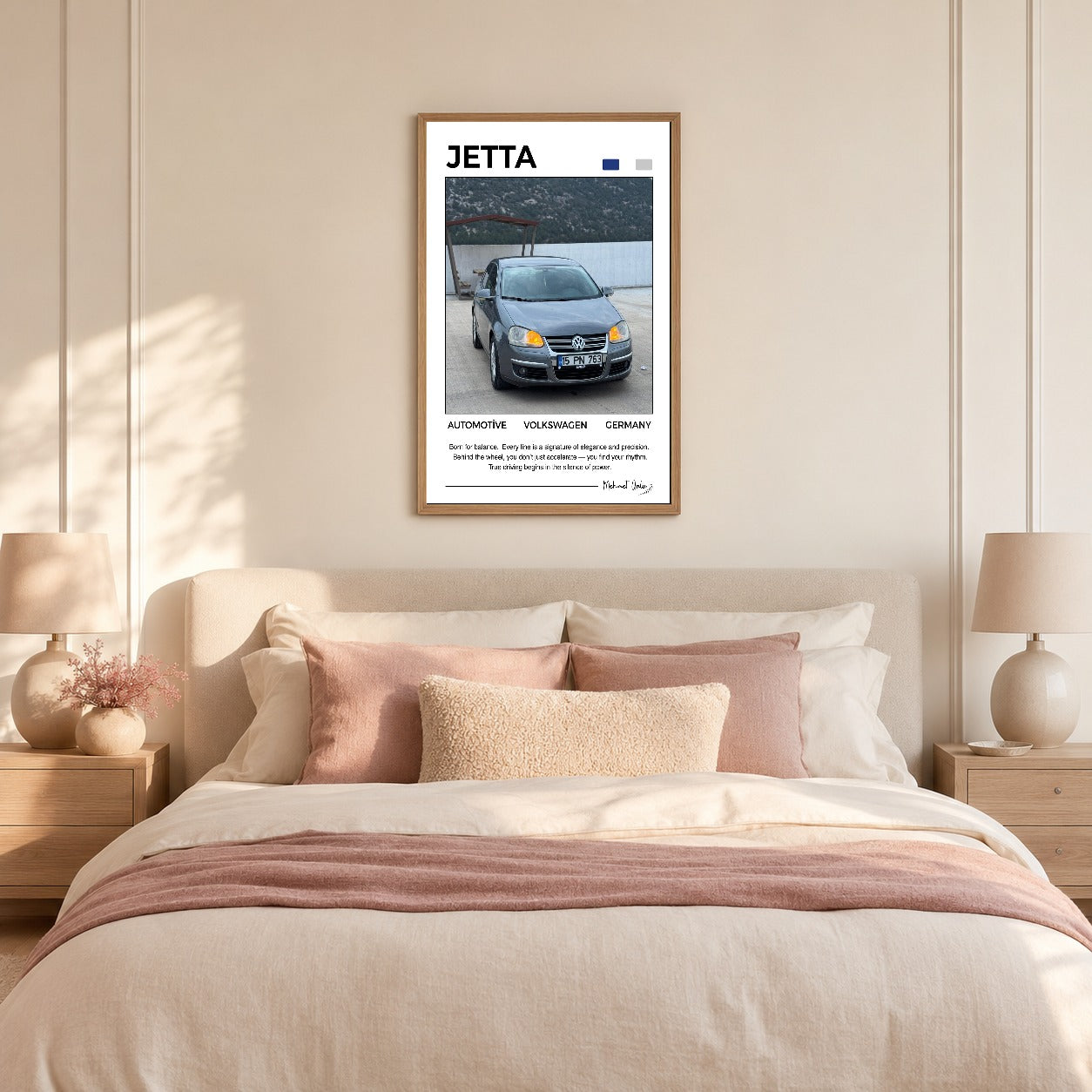 Kişiye özel otomobil poster tablosu dekoratif duvar mockup görünümü 4