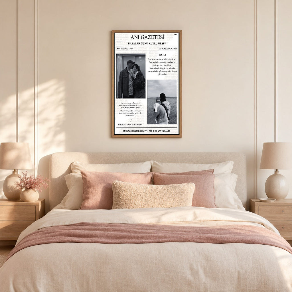 Babaya özel anı gazetesi tablosu dekoratif duvar mockup görünümü 4