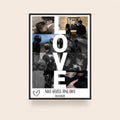 Kişiye Özel LOVE Fotoğraf Kolaj Tablosu havada asılı siyah çerçeveli ürün görünümü
