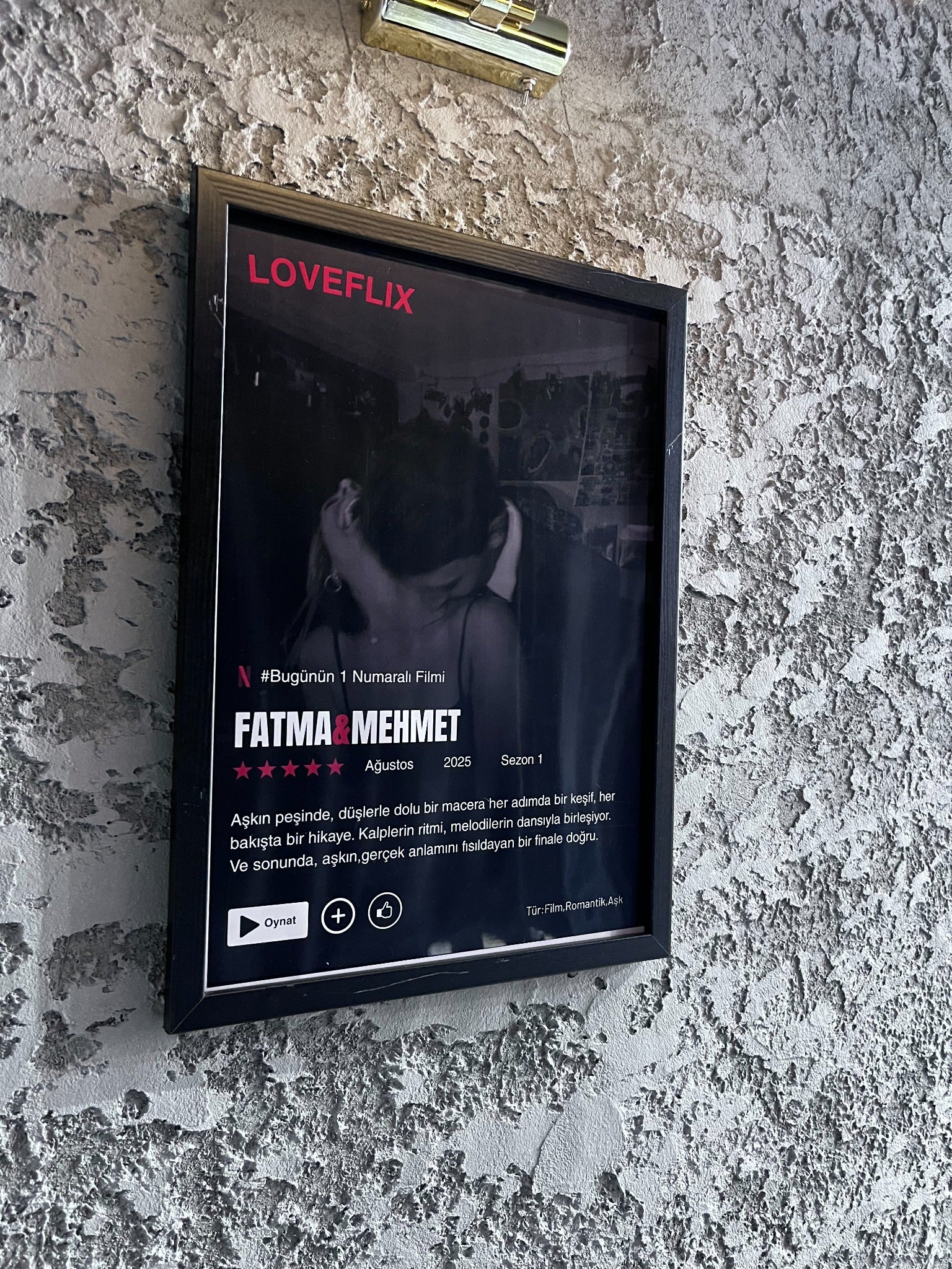 Kişiye özel Loveflix fotoğraflı sevgili tablosu